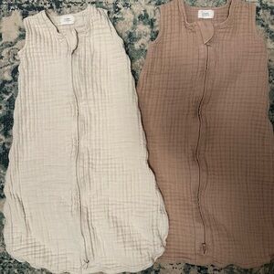 2 Mushie muslin cotton sleep sack pair